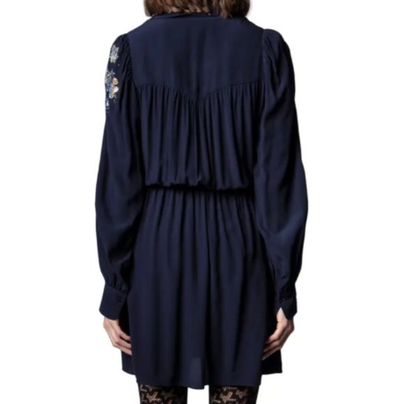 2022 spring Zadig & Voltaire Remember Beaded Floral Long Sleeve Dress Size Small - Picture 2 of 2